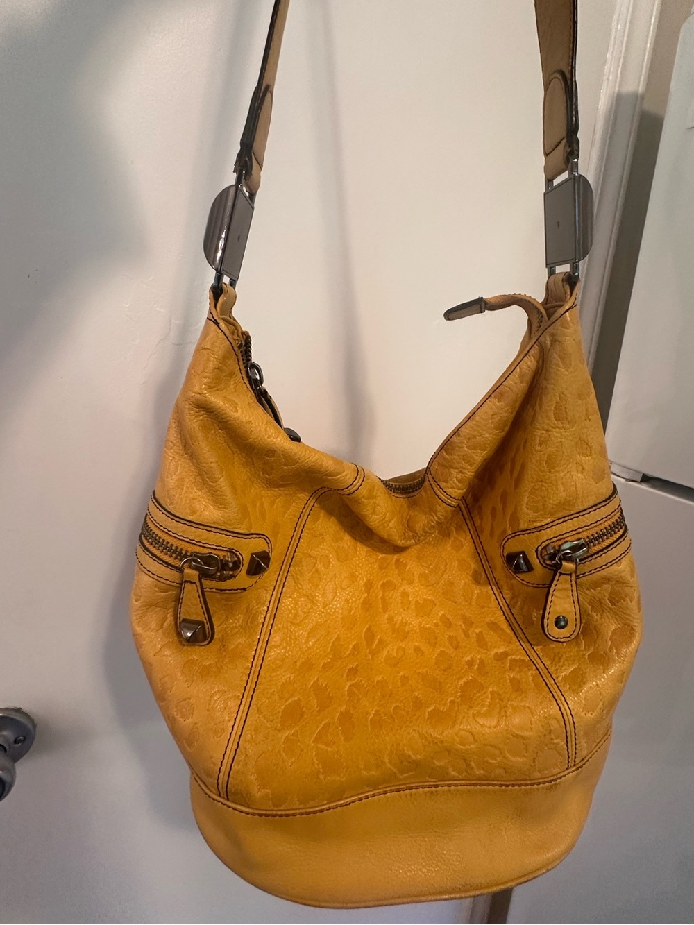 Y2K Betsey Johnson Leather Hobo Bag with Subtle Animal Texture